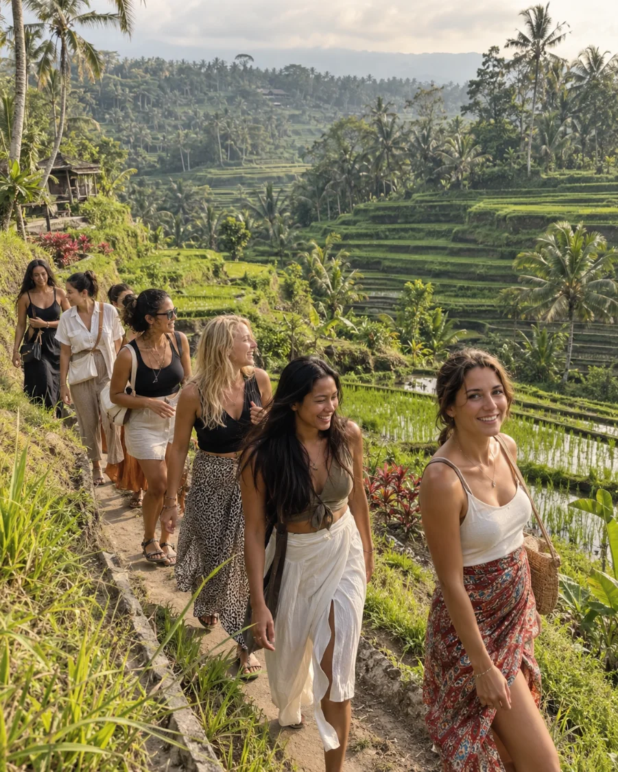 Bali, rice terraces and beach