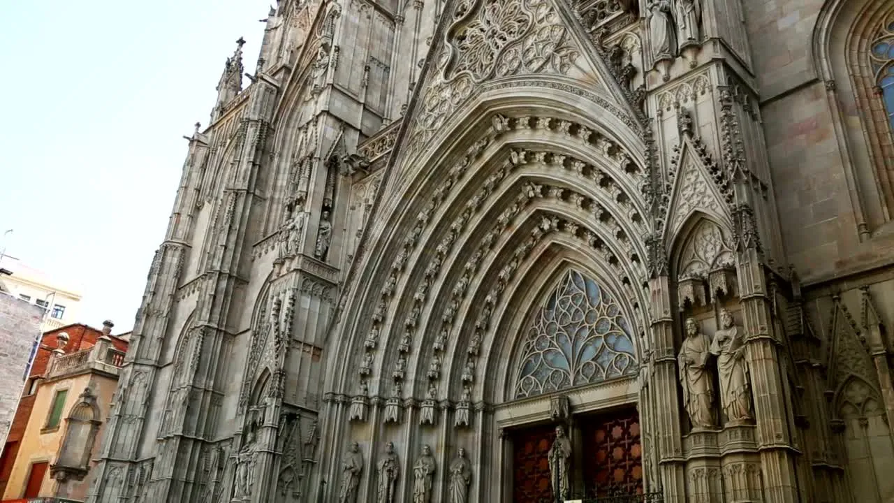 The carved Gothic façade of Barcelona Cathedral