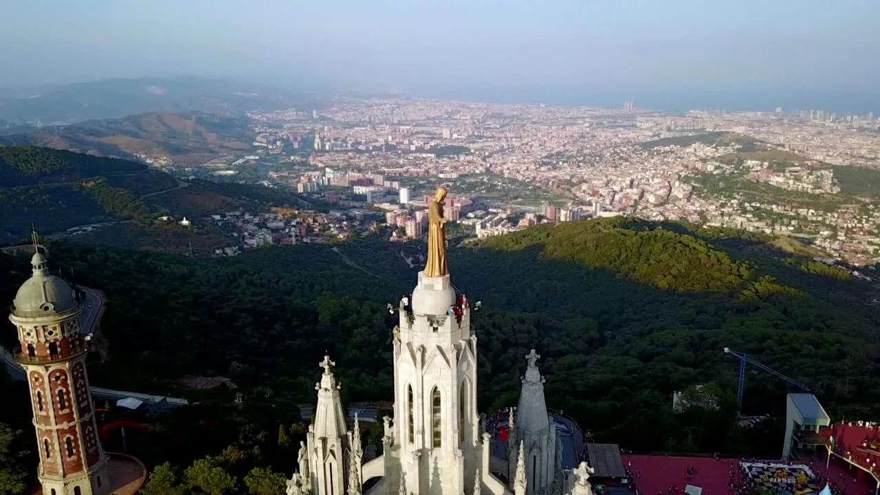 View over Barcelona from Tibidabo, beside the Sagrat Cor church