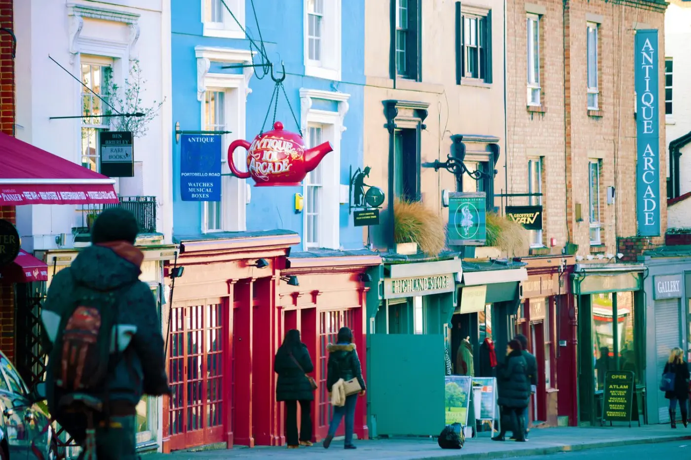 Colourful houses on Portobello Road in Notting Hill